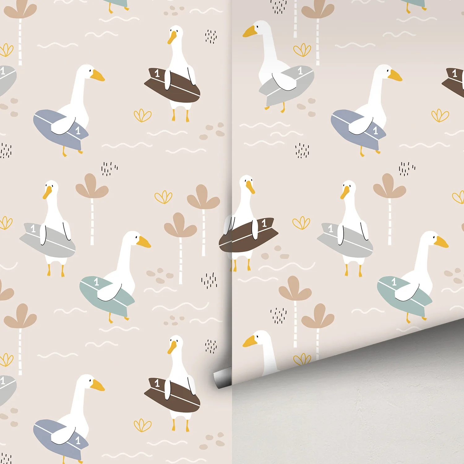 

Самоклеящиеся водонепроницаемые обои для птицы, гусиный серфинг на берегу моря, обои с принтом для украшения дома, шкафа