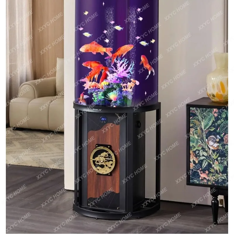 

XX Semicircular living room small fish tank water-free acrylic vertical aquarium light luxury