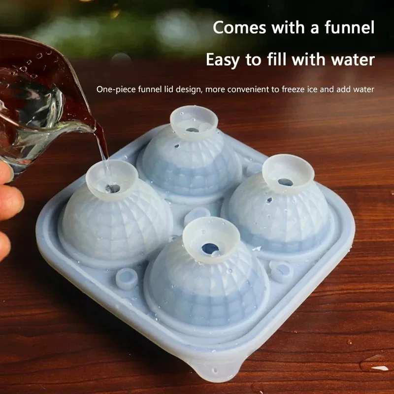 Ice Cube Tray Silicone with Lid Round Square Ice Ball Mold Spherical Silicone Ice Cube Mold for Kitchen Cocktail Whiskey Drink view 5