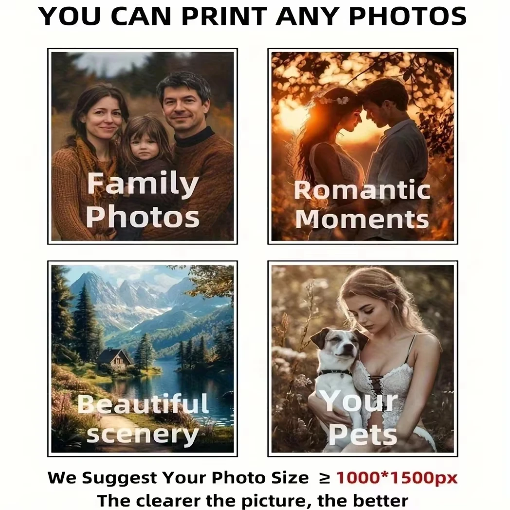 Personalized Print of Your Photos Canvas Painting Couples Family Weddings Pet Characters Animal Wall Art Picture Home Decor Gift