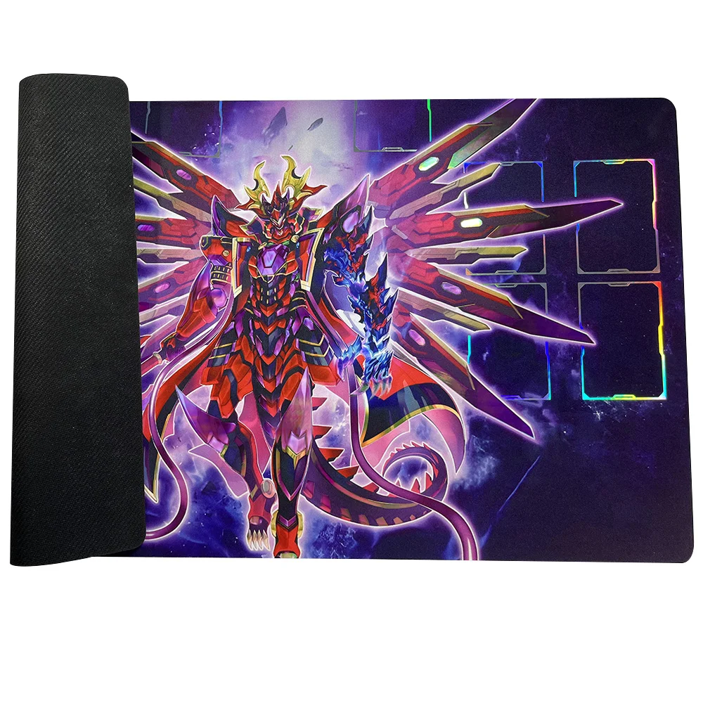 No Stitched Edges Yu-Gi-Oh Ultimate Kashtira Riseheat Rainbow Dragon Foil Holographic Shinny Playmat Collection Mat Storage Bag