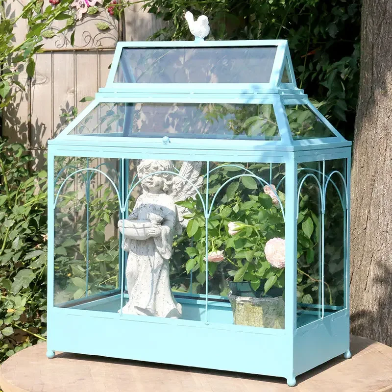 Iron glass flower house flower trellis, iron balcony warming, landscaping, doll house, sun room