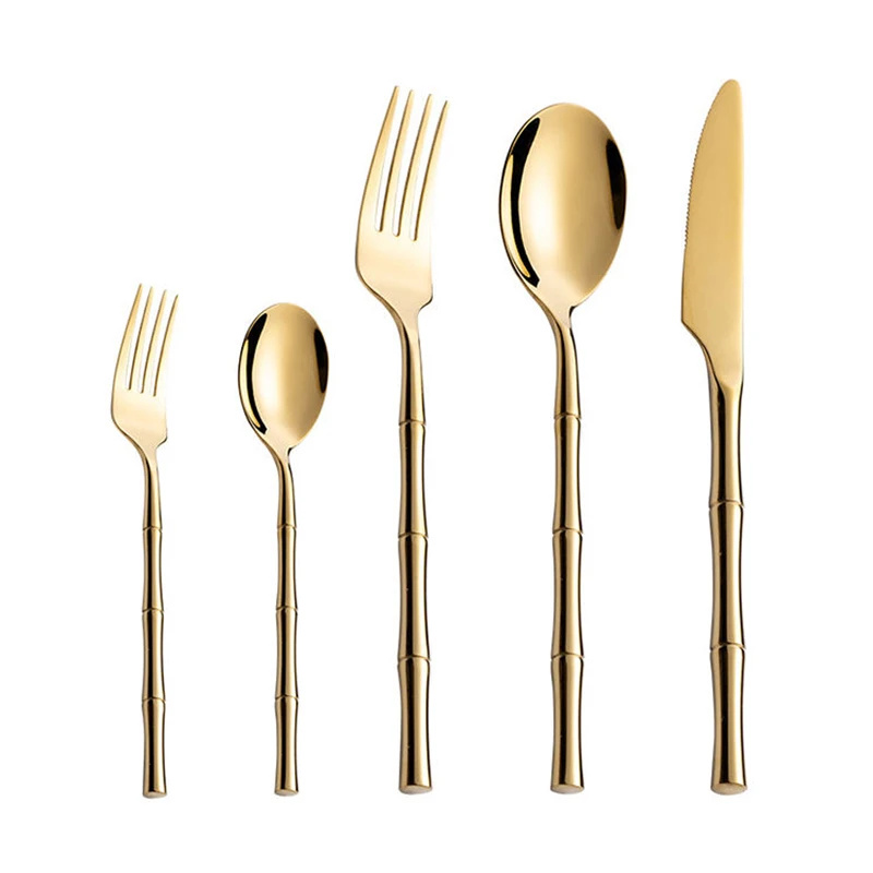 Bamboo Style Cutlery Quality Flatware Stainless Steel Tableware Set for Dinner Party Hotel Bar