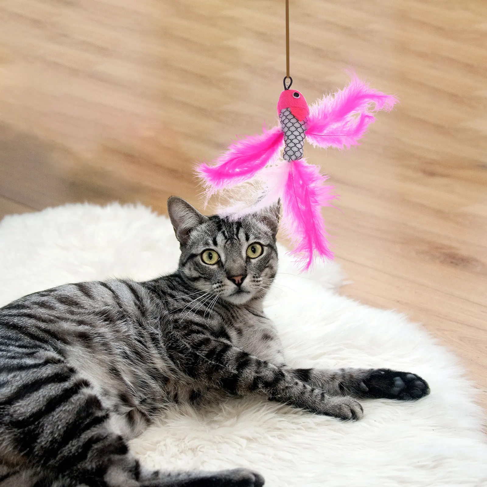 

3pcs Cat Teasing Stick Flying Fish Head Toys Replacement Flirt Wand Indoor Play Light Flexible