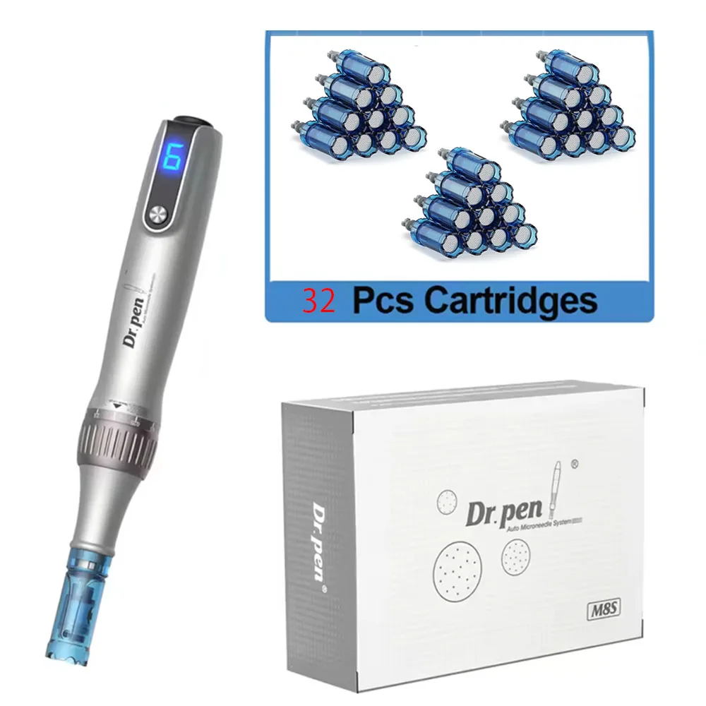 stylo-dermique-sans-fil-m8-ultima-professionnel-dr-dermapen-avec-32-cartouches-d'aiguilles