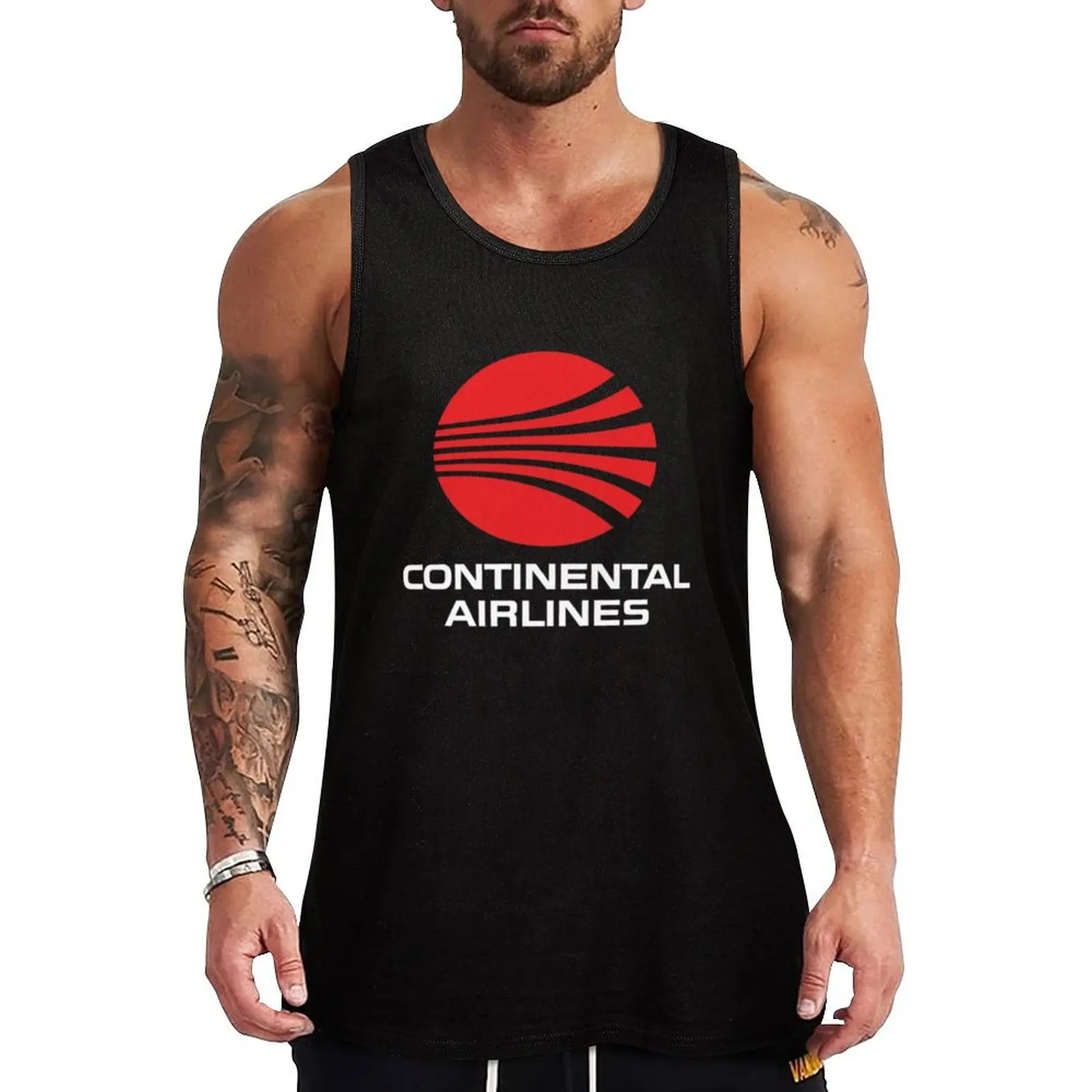 Camiseta Regata com Logo Retrô da Continental Airlines - Camiseta Regata de Companhia Aérea Descontinuada, Roupa de Trabalho Resistente e Durável Sem Mangas