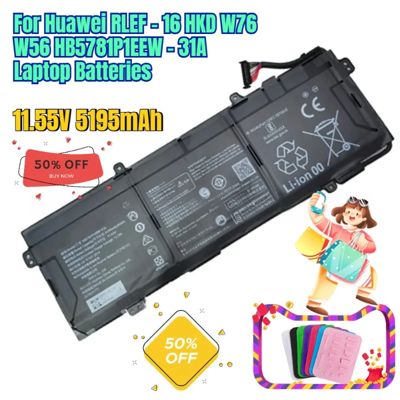 

11.55V 5195mAh for Huawei RLEF - 16 HKD W76 W56 HB5781P1EEW - 31A Laptop Batteries