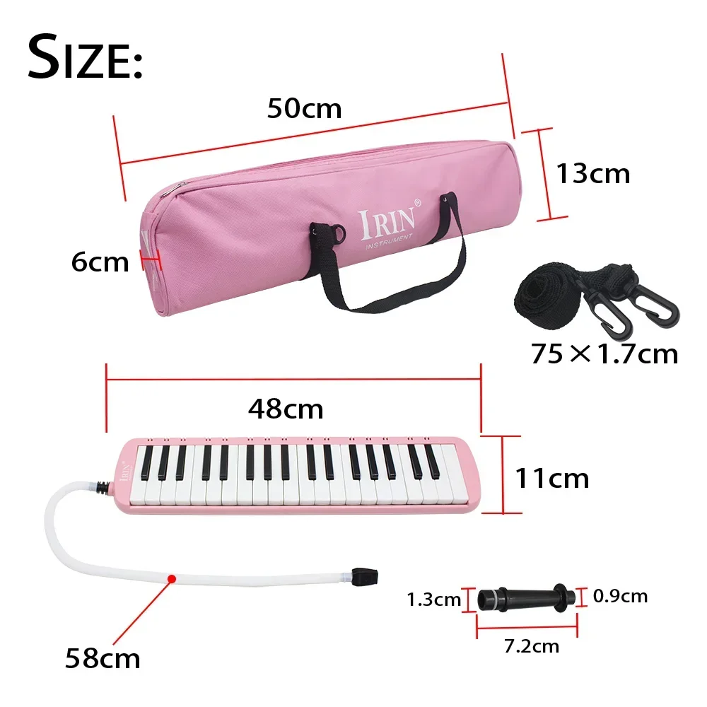 IRIN 37Key Melodica Portable Tone Piano Mouth Organ Harmonica Pianica Melodica Keyboard Instrument With Windpipe Backstrap