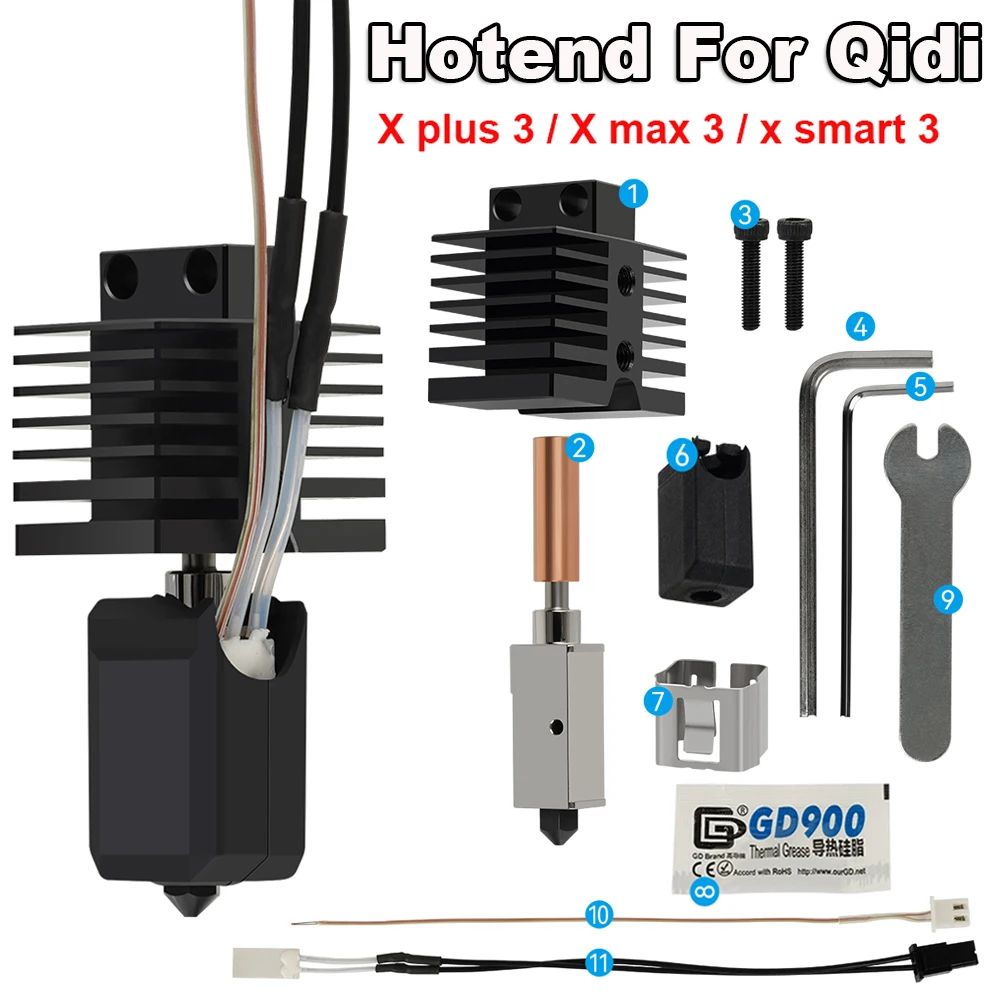 Upgraded Hotend Kit For Qidi X plus 3 / QIDI X max 3 / X smart 3 Hot End Ceramic Heating Rod Print Head For QIDI 3D Printer