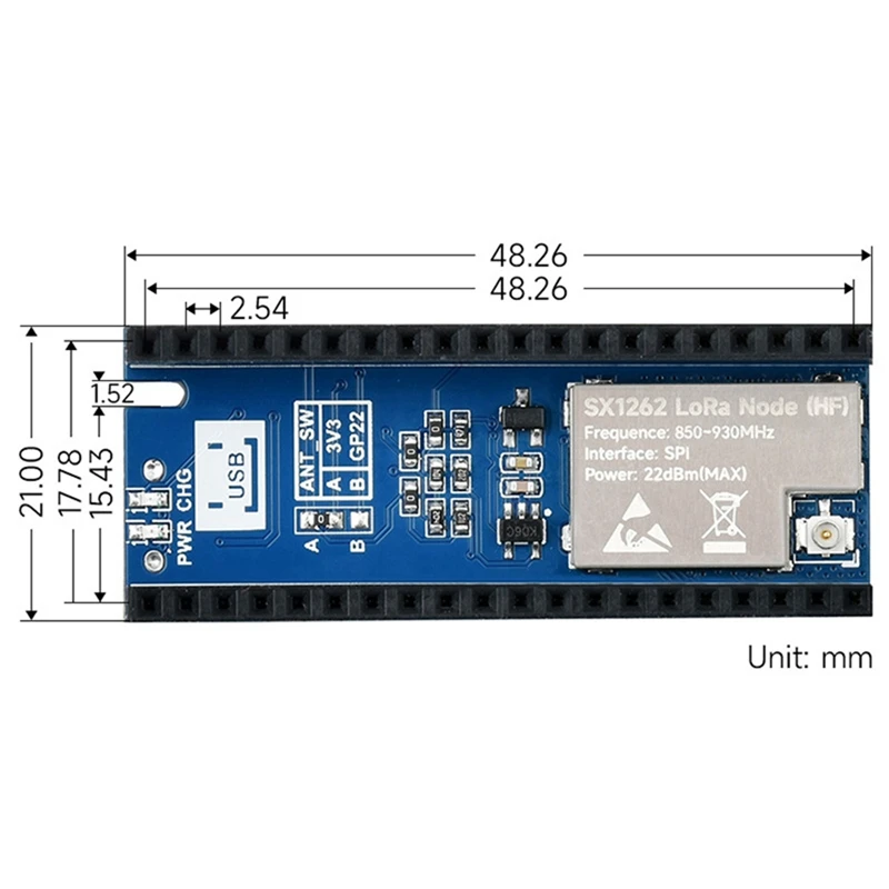 Dla Raspberry Pi Pico LORA karta rozszerzeń węzła Sx1262 moduł karty rozszerzeń obsługa protokołu Lorawan