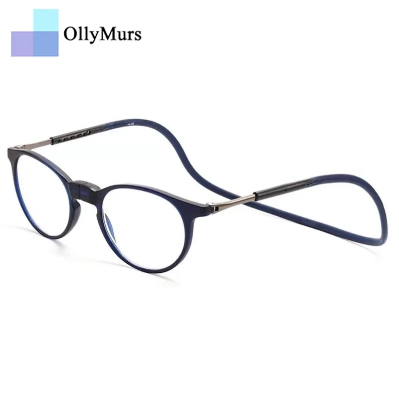 

OLLYMURS TR90 Silicone Magnetic Neck Hanging Reading Glasses Ultra-light Foldable Unisex Reading Glasses Dropshipping