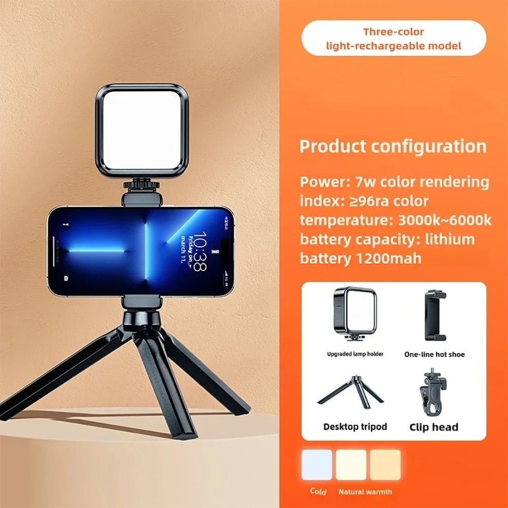 360° Rotation Adjustable LED Video Fill Light For Camera Phone 3 Color Portable Selfie Photography Pocket Fill Light with Clamp