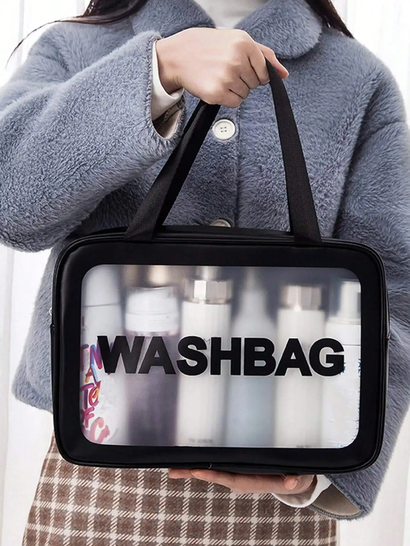 

Large Capacity Waterproof Makeup Storage Bag With Clear Portable Design And Double Handles - Perfect For Organizing Cosmetics And Toiletries Makeup Bag Make Up Organizer Toiletry Bag Cosmetic Bag Wash Bag For Travel Back To School Bathroom Dorm Essentials