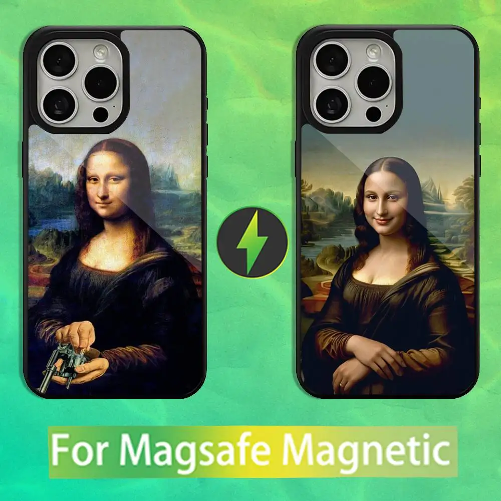 

Funny Art M-Mona L-Lisa Phone Case For iPhone 16,15,14,13,12,11,Pro,Max,Plus,Mini,Magsafe,Magnetic Wireless Charging Case