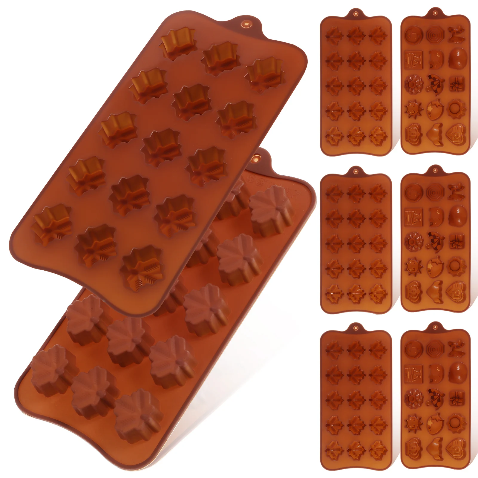 

6 Pcs Chocolate Molds Food Grade Silicone Leaf Shaped Candy Cake Baking Tools Non Stick DIY Home Use Flexible Long Term
