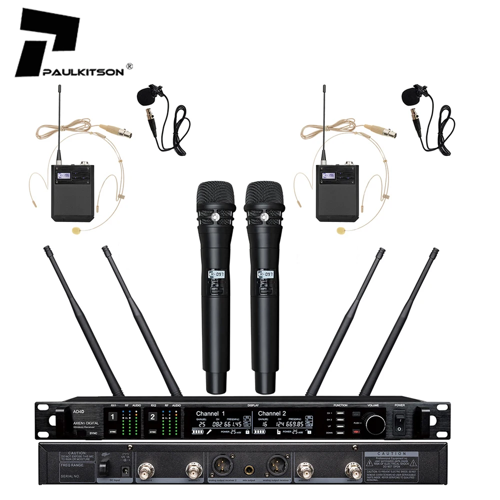 

AD4D UHF Wireless Microphone 4 Channel Microphone Wireless Professional Studio Microphone