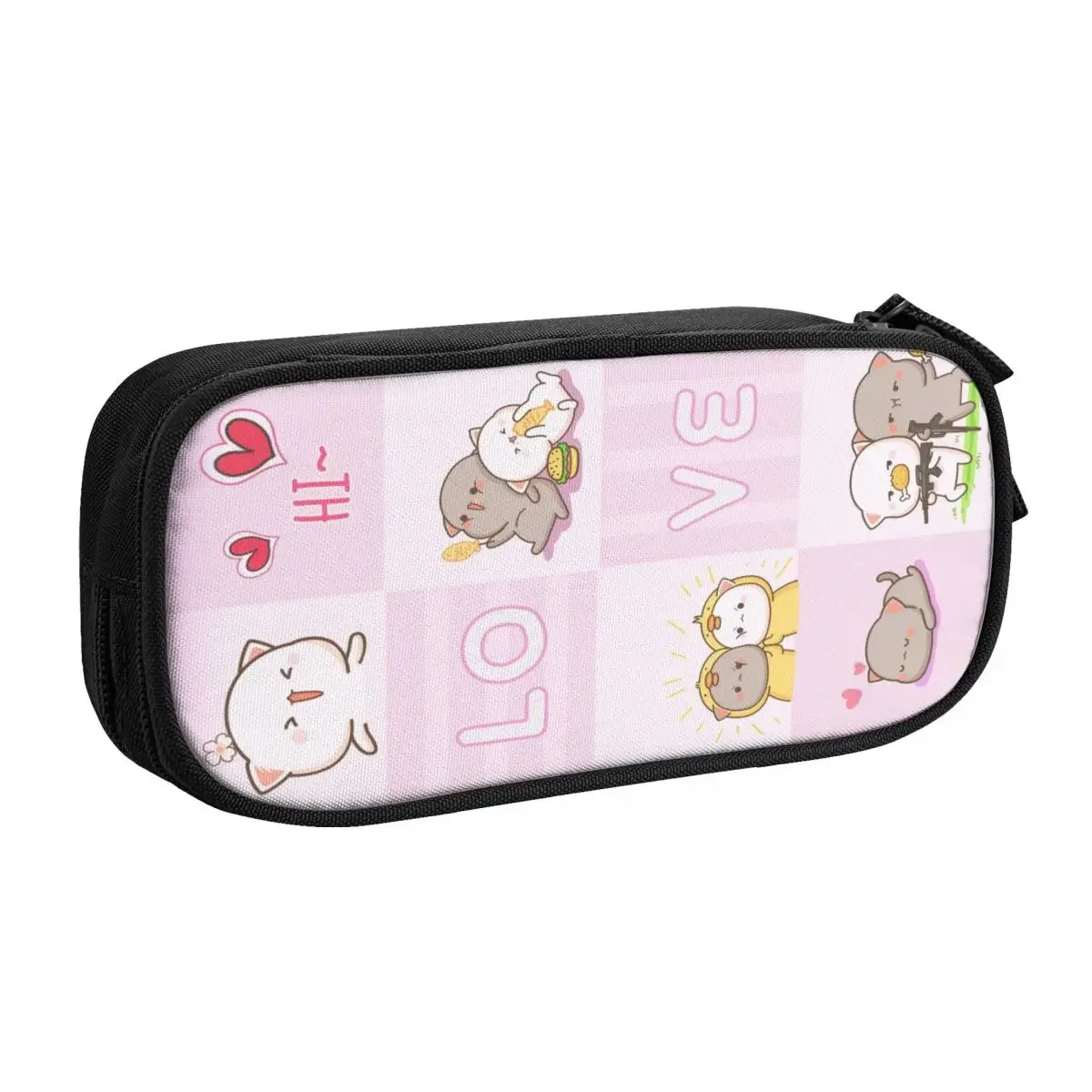 Korean Peach And Goma Pencil Cases for Boys Gilrs Custom Cartoon Mochi Cat Large Capacity Pen Box Bag Stationery