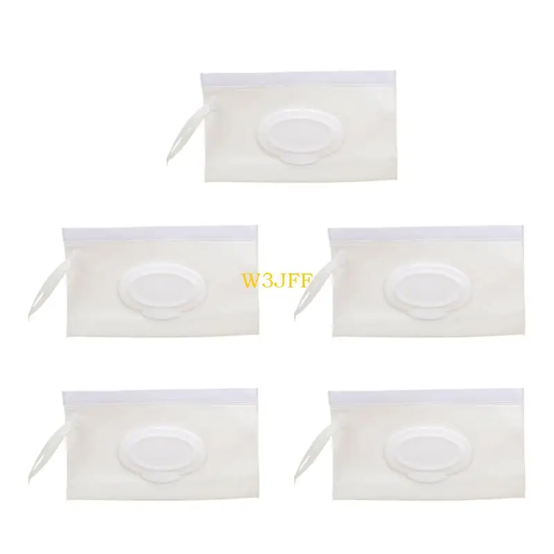 W3JF 5PCS Travel Sized Baby Wipes Reusable Moisture Lock Ergonomic Opening for Single Hand Use