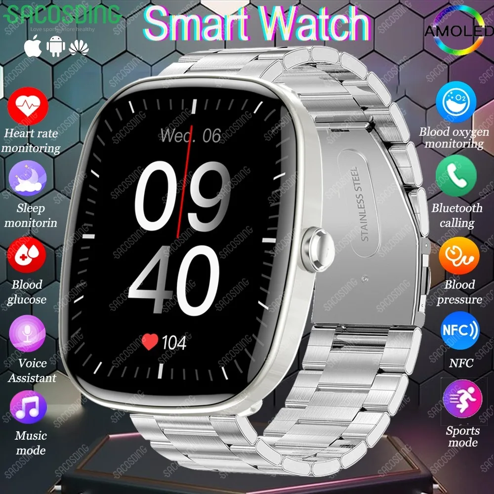 

2024 Bluetooth Call Smart Watch NFC Function Weather display Waterproof Sport Watch For Women Men Blood pressure Smartwatch