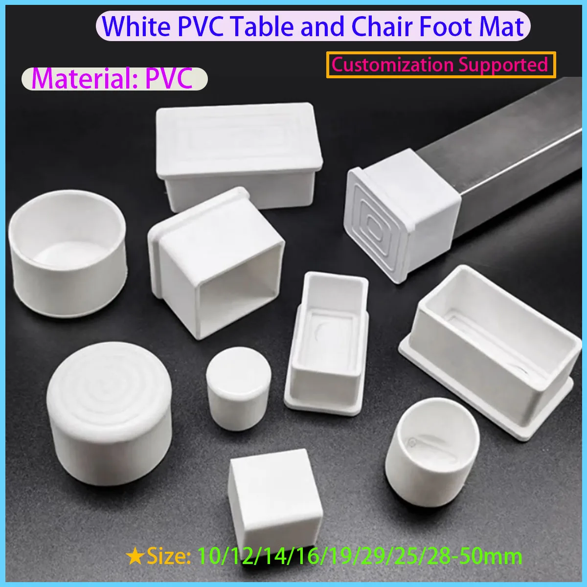 White Furniture Floor Mats, Floor Protectors, Round, Square, Rectangular Chair Legs, Anti Slip Floor Mats
