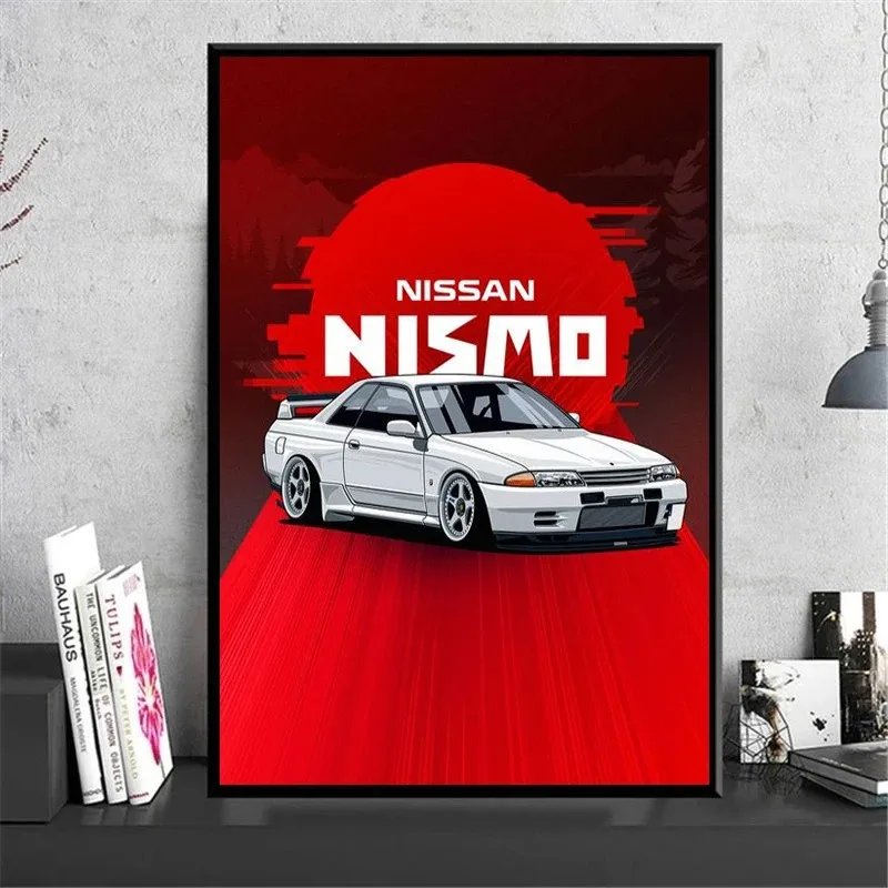 Classic Performance Car Nissan GTR Volkswagen GTI Series Canvas Painting Poster and Bedroom Home Decoration Printing Canvas