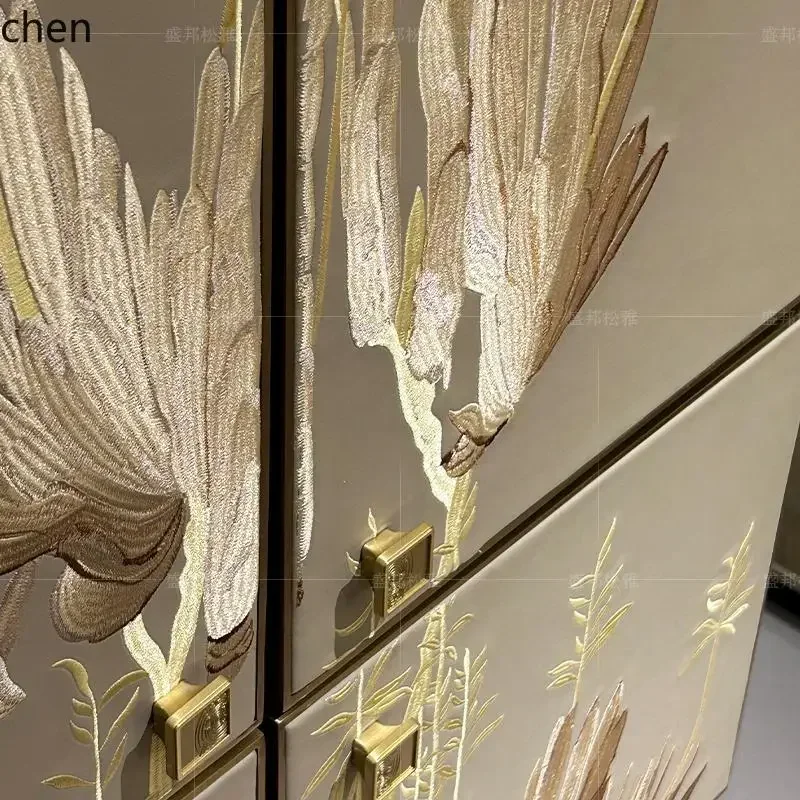 y9.3- lig luxury leather embroidery home villa modern design high-end creative living room locker