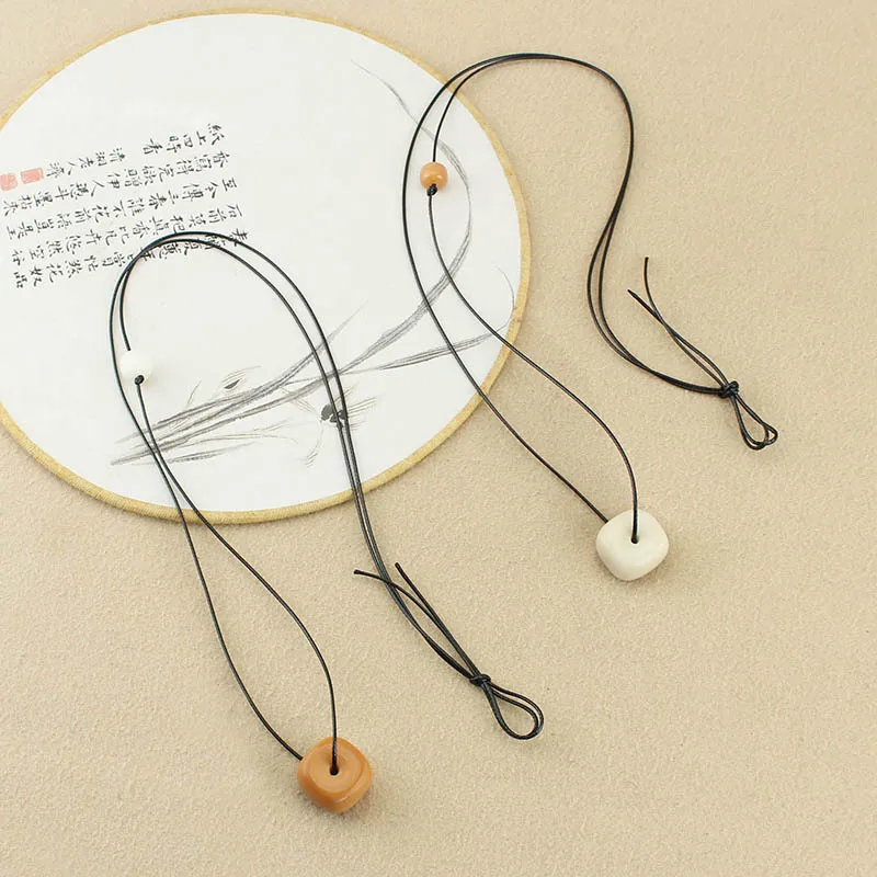 

Аксессуары для самостоятельного изготовления: простое и стильное длинное ожерелье с подвеской в виде фрукта цвета слоновой кости, универсальная цепочка для свитера из липового дерева для мужчин и женщин, в стиле ретро, этнический дизайн.