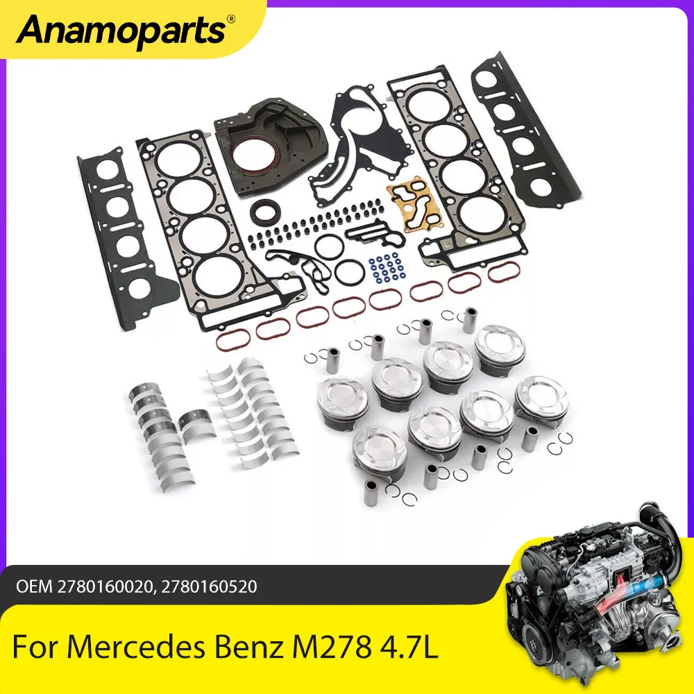 

Engine Parts Full Gasket Set Piston Main Rod Bearing Fit 4.6 4.7 L M278 For Mercedes-Benz W166 X166 C218 W221 4.6L 4.7L V8 Gas