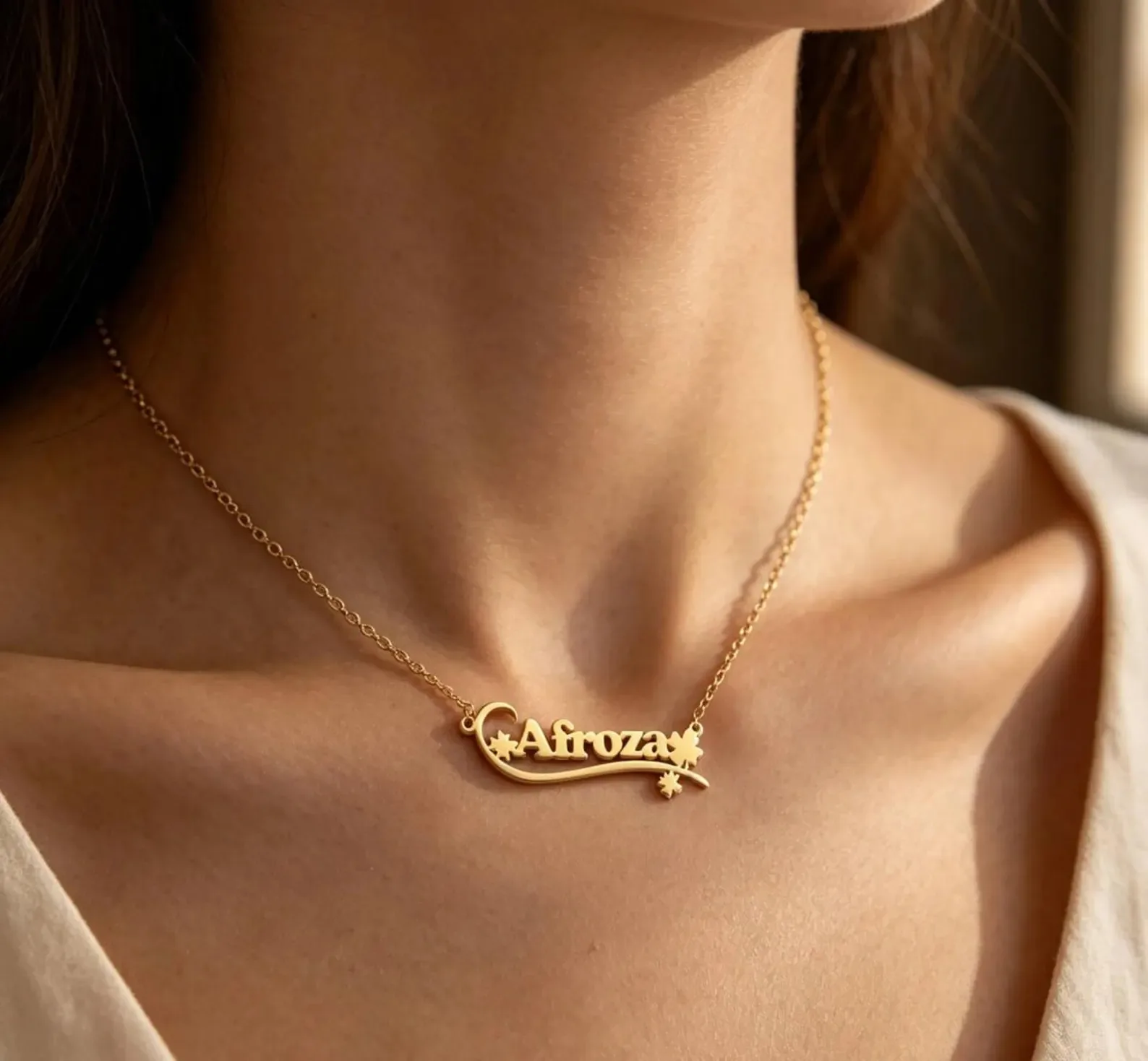 Personalized Maple Leaf Custom Name Necklace Engraved Script Name Pendant Gold Color Autumn Style Birthday Gift For Her