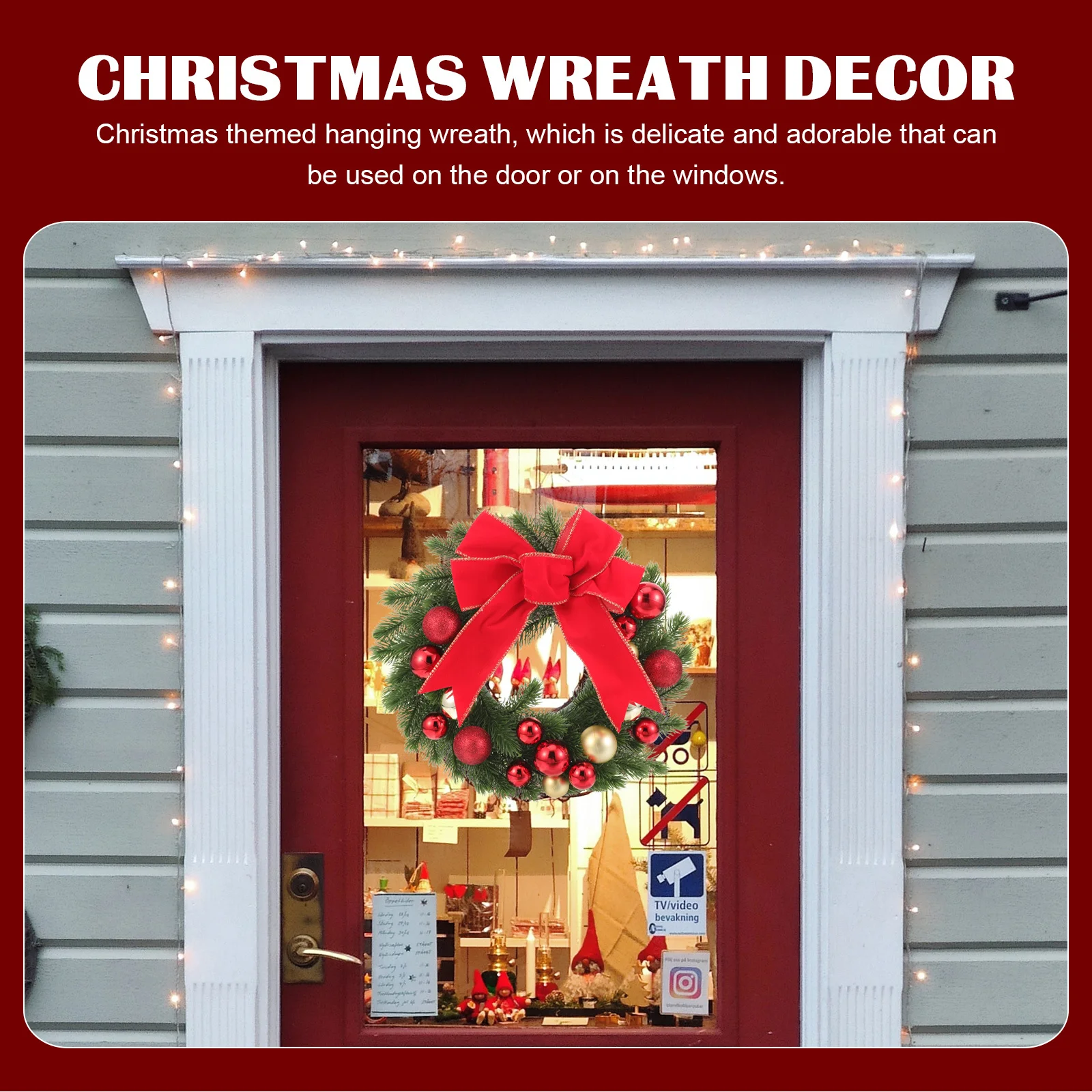

Xmas Wreath Pendant Artificial Christmas Wreath for Front Door Wall Hanging Holiday Decoration Festive Home Decor Christmas