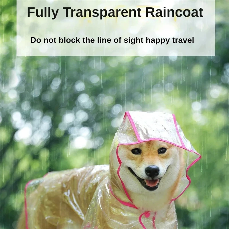 Pet Dog Puppy Transparent Rainwear Raincoat Pet Hooded Waterproof Jacket Clothes Soft PVC Small Dogs Raincoat Puppy Rain Poncho