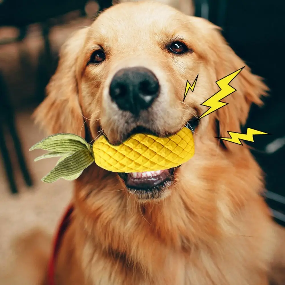 

Funny Bite-resistant Pineapples Dog Puzzle Wear-resistant Yellow Pet Sound Making Interactive Pet Training Grinding Teeth