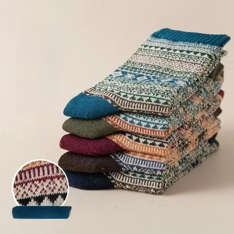 1/5 Paar Damen Herbst Winter Wollsocken Warm Weich Mittellange Socken Ultra Dick Harajuku Damen Frostschutz Kaschmir Kurzsocken
