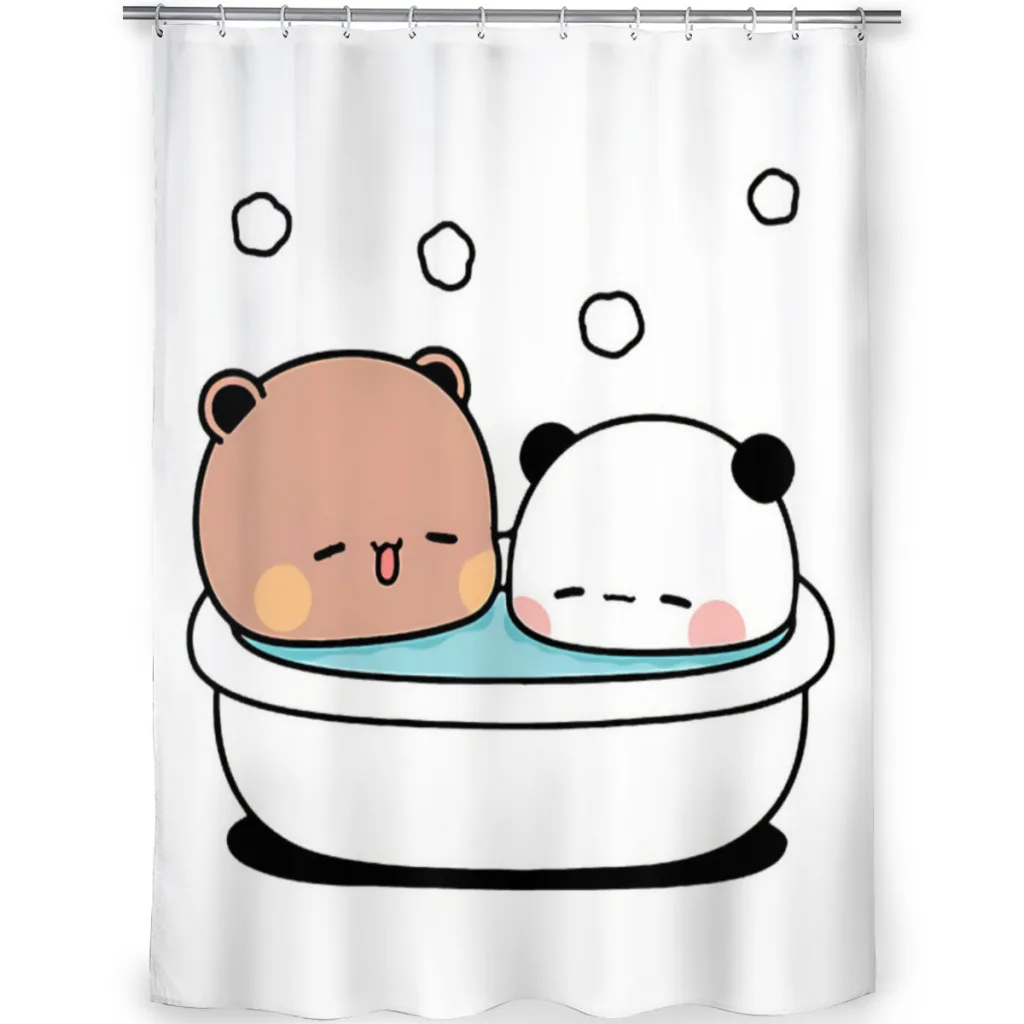 Bear and Panda Bath Bathroom Shower Curtains Bubu Dudu Cartoon Waterproof Partition Unique Home Decor Bathroom Accessories