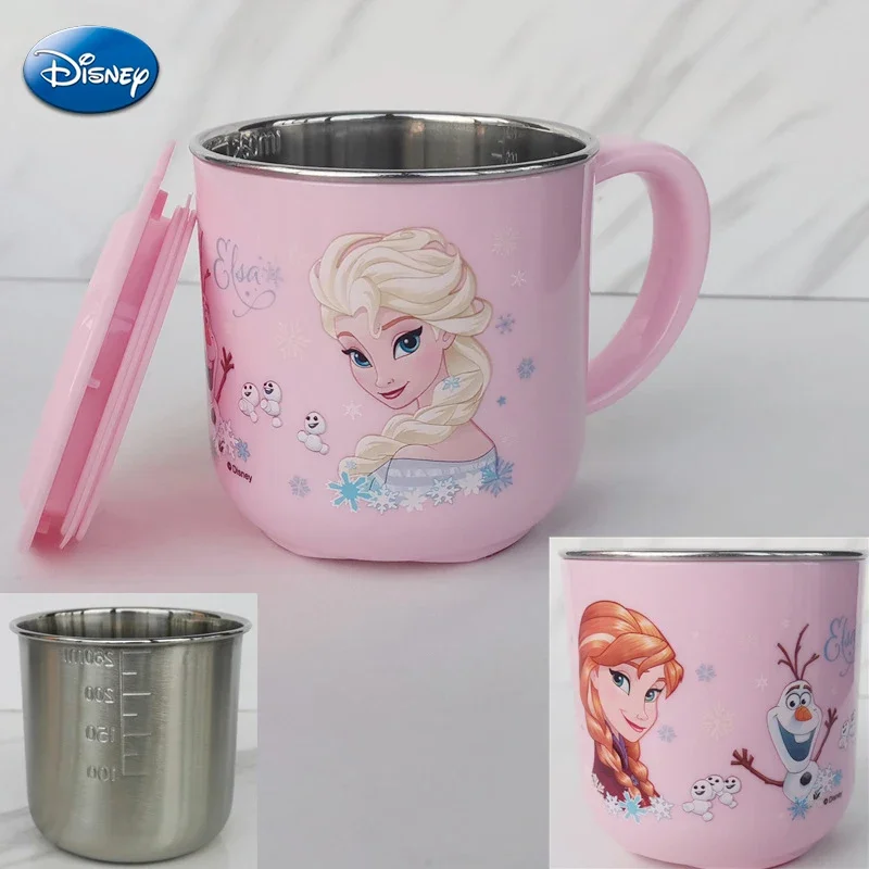 Disney Mickey Mouse Stitch Cartoon Cups Stainless Steel Milk Cup Mugs Anime Figure Frozen Elsa Drink Water Cup Kids Coffee Mug