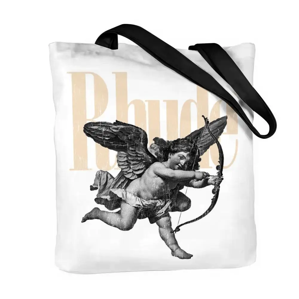 Fashion Brand R_RHUDEs Storage Bags Canvas Double-Sided Print Tote Bag Large Capacity Shoulder Fashion Shopping Handbag