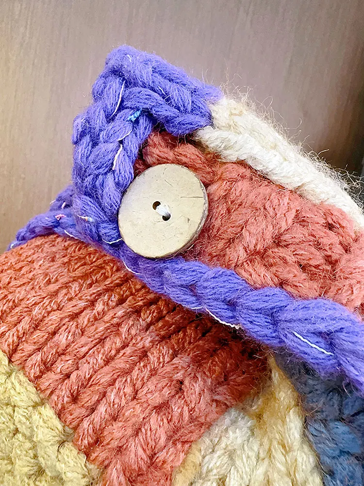 Cardigan lavorato a maglia con ago spesso lavorato a mano pesante artigianale, stile sciolto con blocchi di colore in filato spesso, cappotto maglione autunno inverno da donna