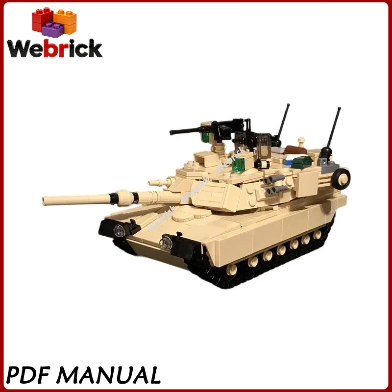 M1A2 Abrams Armored Vehicle MOC Building Blocks, Creative Military Tank Model For Adult Collectors Display And Hobby