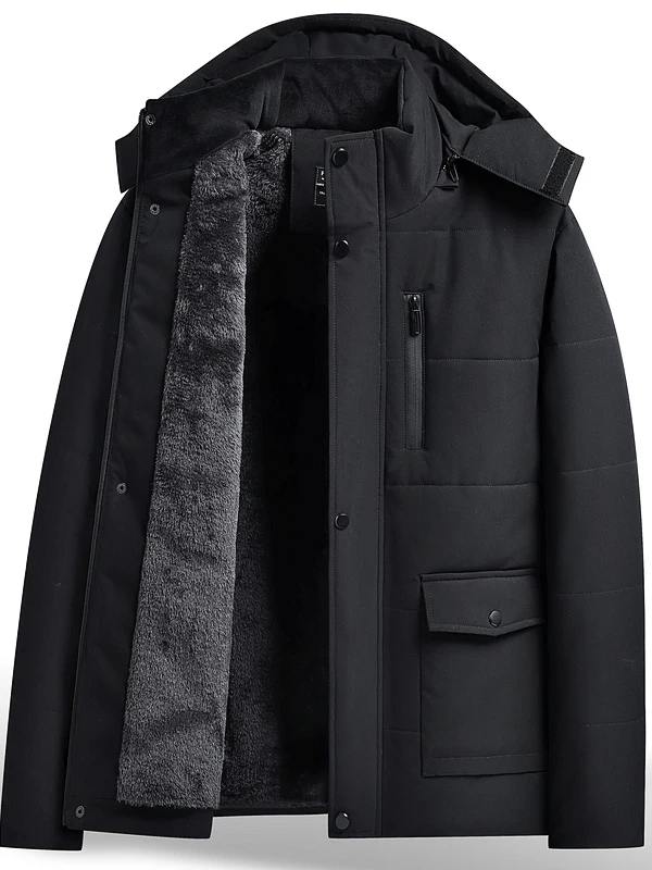 

Теплая ветрозащитная куртка-пуховик для мужчин, зимняя одежда, повседневный свободный крой, длинный рукав, застежка-молния, цвет