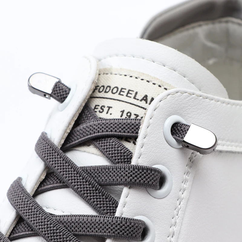 1 paire de lacets élastiques sans nœuds avec boucles métalliques pour baskets - Taille unique pour adultes et enfants, lacets rapides pour le sport, lacets en caoutchouc