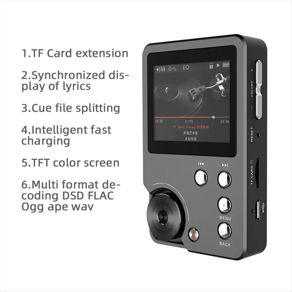B21B MP3 Player, Lossless DSD High Definition Portable Hi-Fi Digital Audio Music Player with 64GB Memory Card