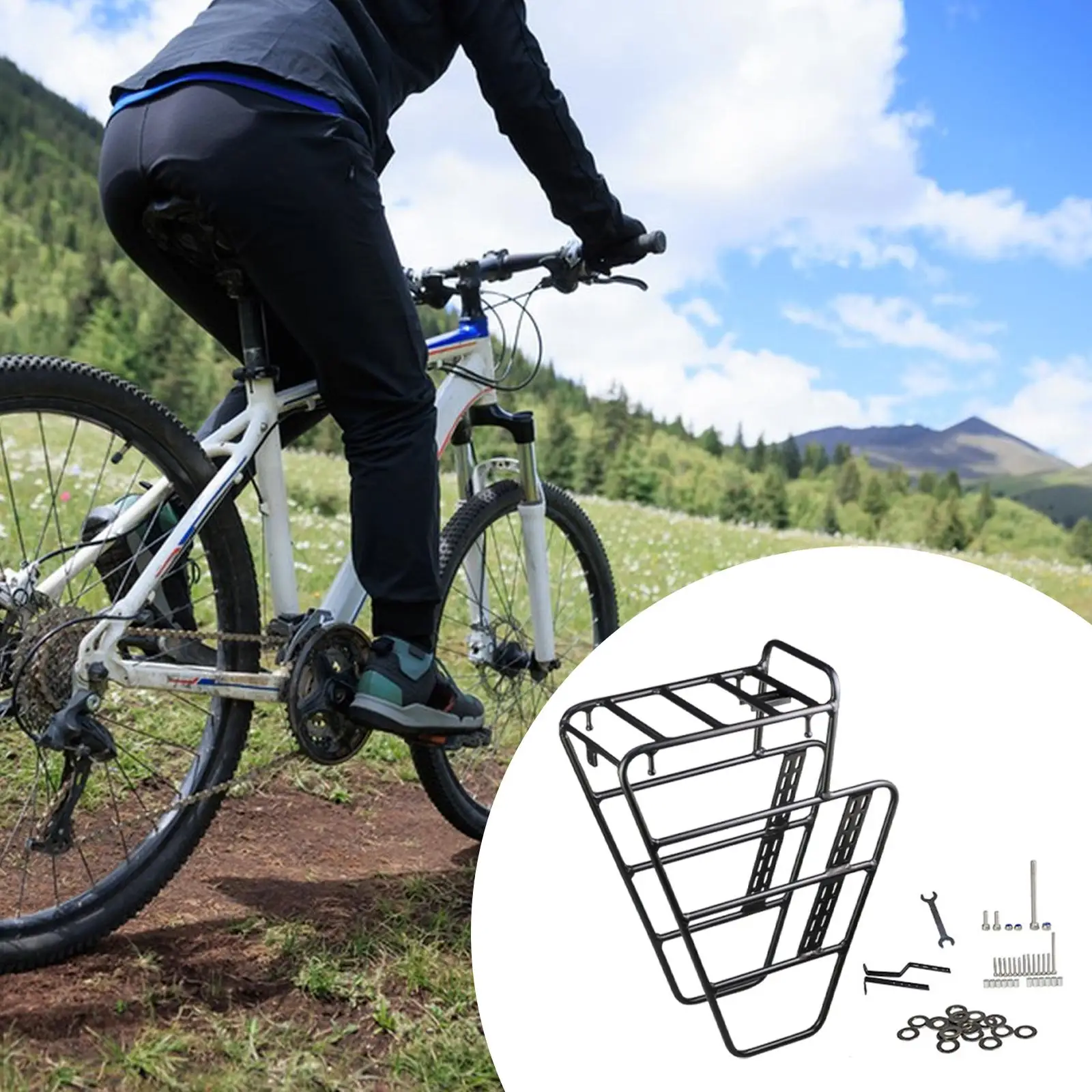 

Bike Front Rack Cargo Pannier Bike Accessories Universal Luggage Shelf Backpack Carrier Rack for Shopping Mountain Bikes