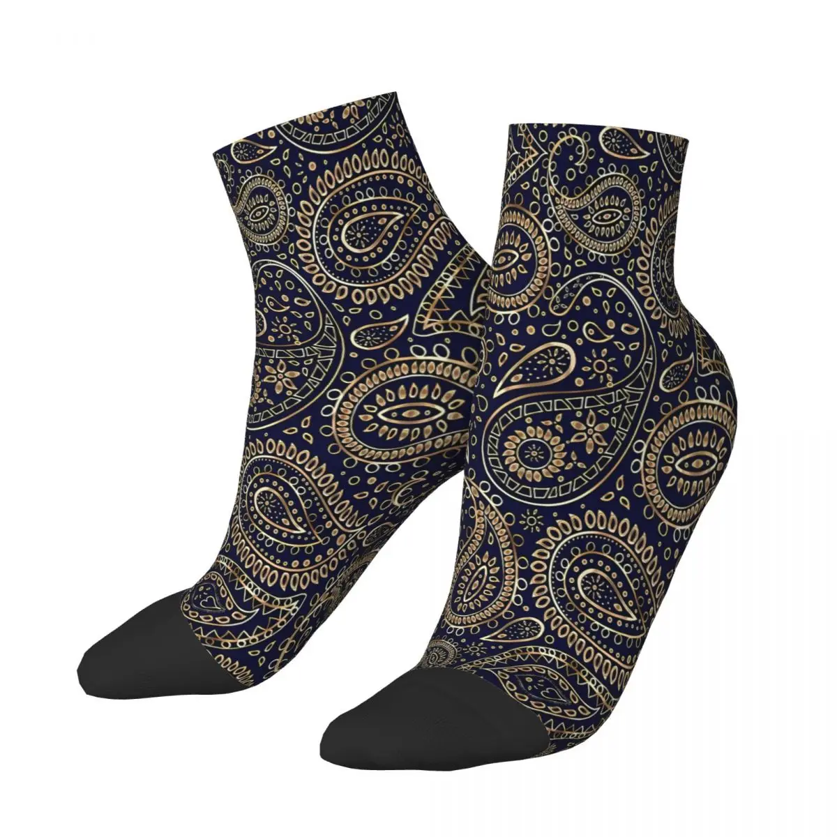 Chaussettes de rinçage en polyester pour hommes et femmes, bas masculins, Paisley Babylone, goutte d'eau, or, art bohème, azole, hiver