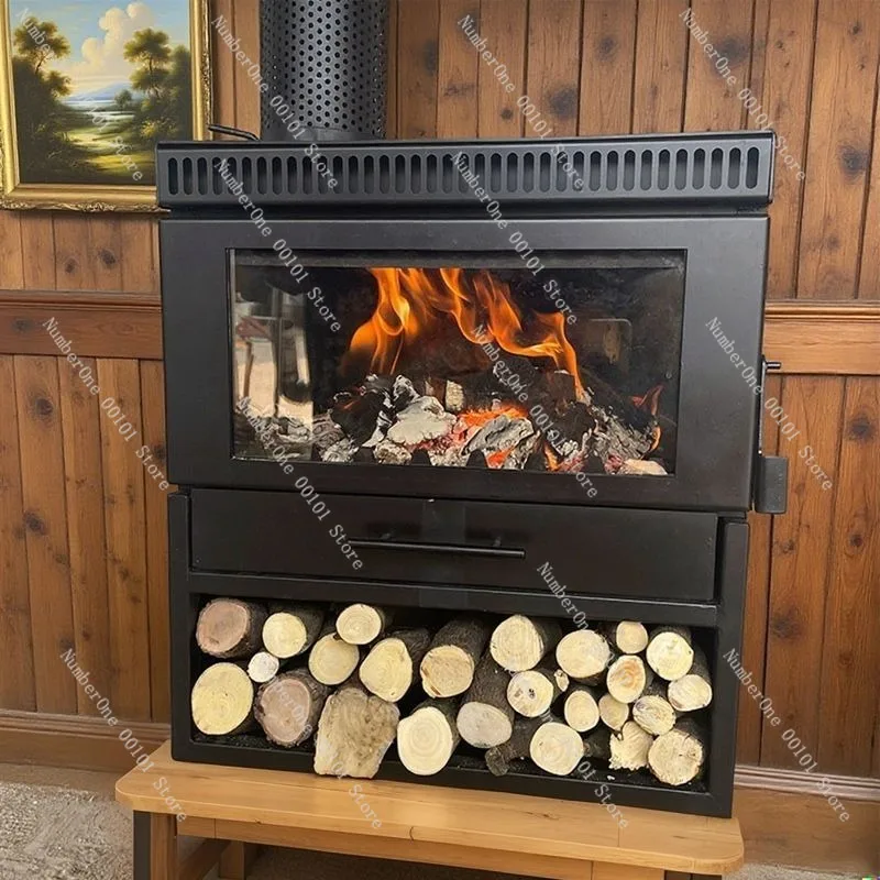 Real Flame Wood-Burning Fireplace,Modern Home Heating Stove for Living Room and Cabin,Decorative Fire Feature