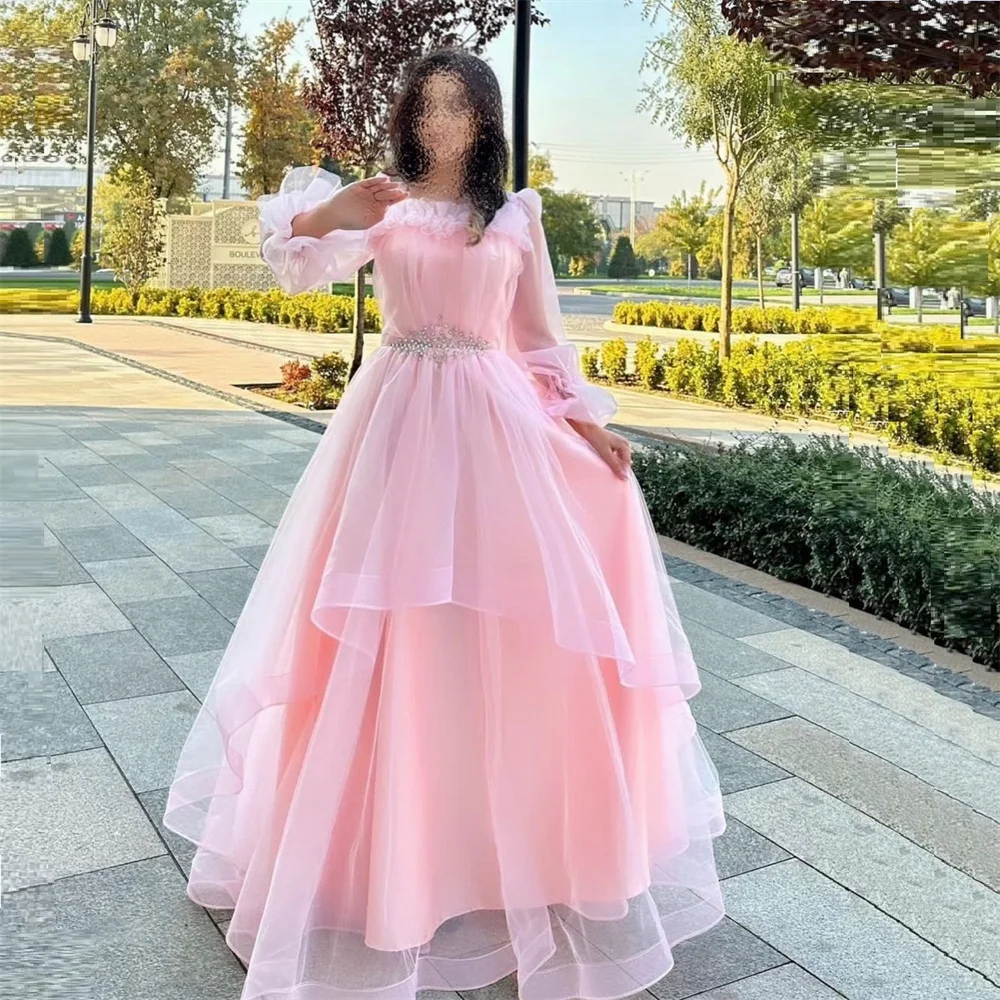 

Formal Gown Evening Prom Dress Dearin Square Collar A-line Floor Length Skirts Tulle Shirred Bespoke Occasion Dresses Saudi Arab