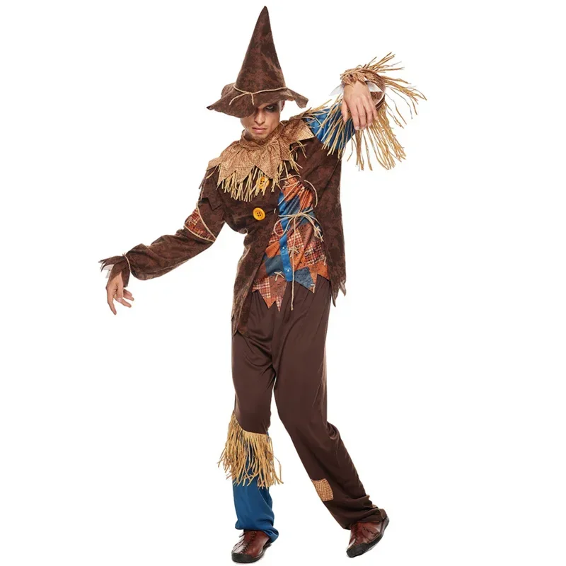 Eraspooky Adult Classic Patchwork Scarecrow Costume Halloween Costumes For Men Carnival Scare Party Purim Fancy Dress Plus S MN5