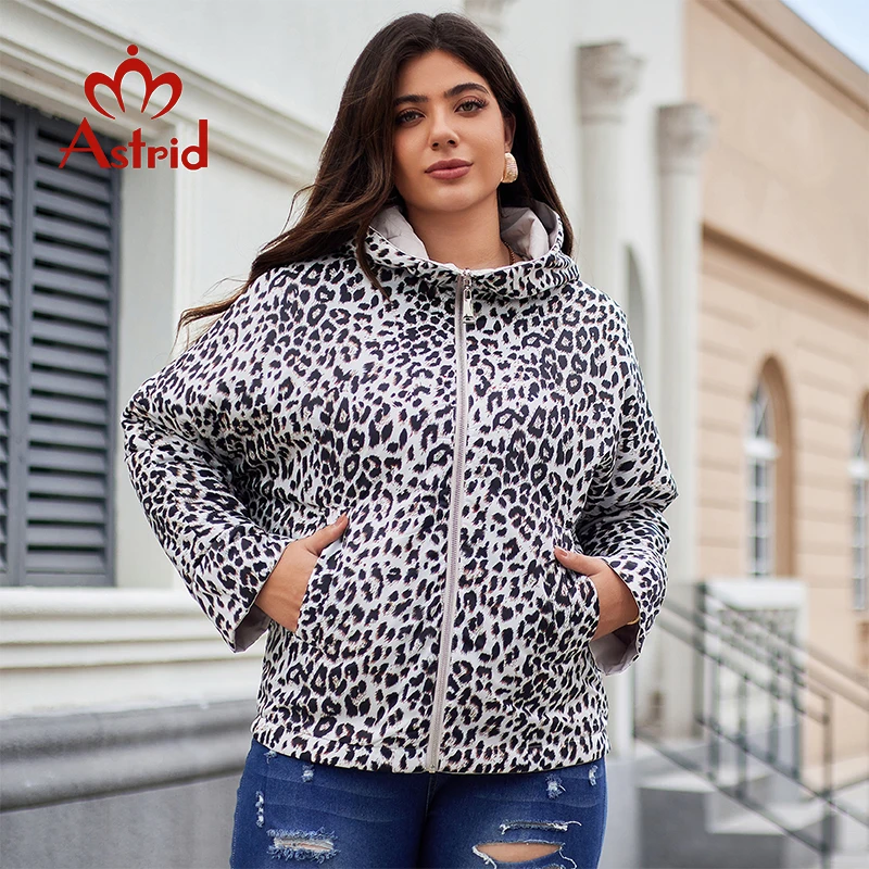 Astrid Women's Autumn Winter Parka Plus Size Woman Clothing Fashion Leopard Padding Hood Female Reversible Jacket Quilted Coats