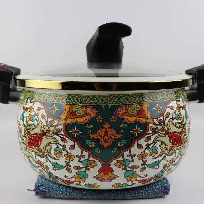 Enamel enamel micro-pressure cooker, high-appearance double-handled stew pot, large capacity household stewing pot, stove