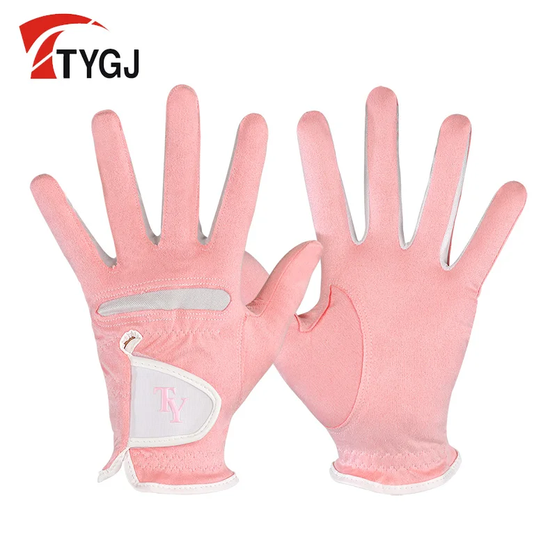 TTYGJ Golf Gloves Women's Microfiber Cloth Gloves Hands Non slip Breathable Comfortable Sports Gloves