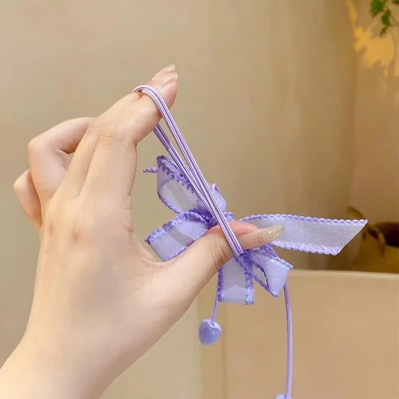 Accesorios para el cabello con lazo de 2 piezas para niña, bandas elásticas para el pelo de dibujos animados, accesorios para el cabello de princesa para bebé